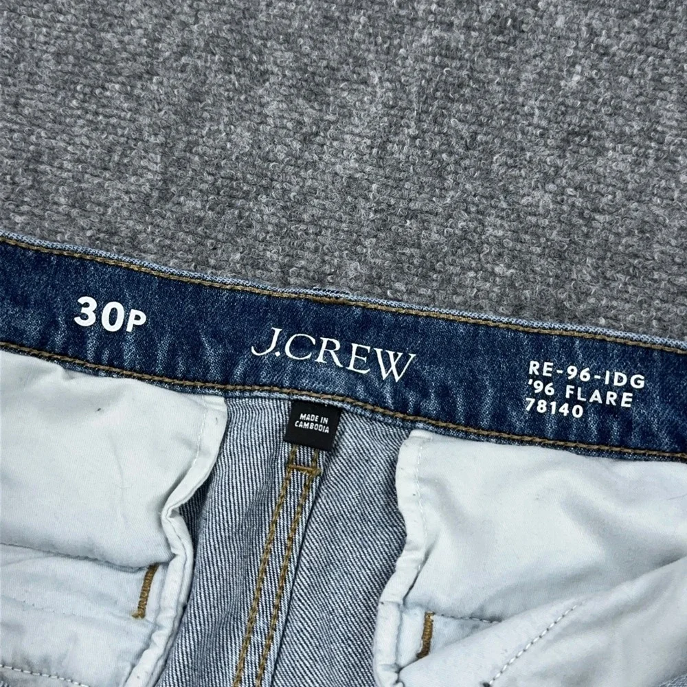 J.Crew‎ '96 Flare Jeans Women 30P Lexi Kay Wash High Rise Patch Pockets CF219
